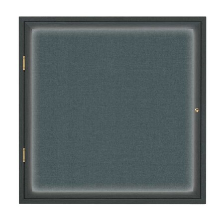 United Visual Products Single Door Slim Enclosed Radius EZ Tack Board, 48"x36", Black/Blue UVRDS48EZ-BLUE-BLACK
